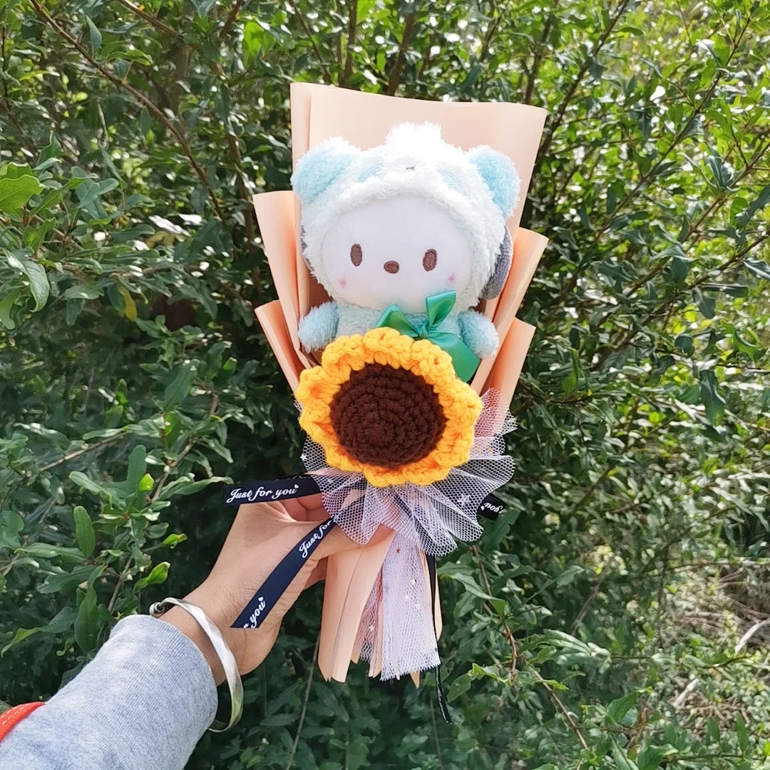 Sanrio Pochacco Plush Bouquet with Crochet Sunflower