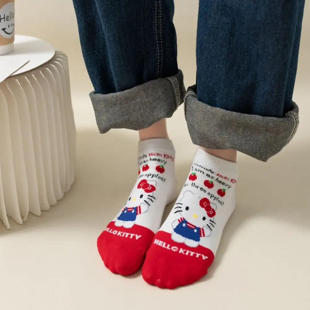 Sanrio Hello Kitty Women's Cotton Socks | Kawaii, Sweet, and Comfortable Korean Design