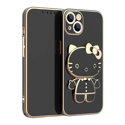 Black Hello Kitty Mirror Bracket Holder Case for iPhone