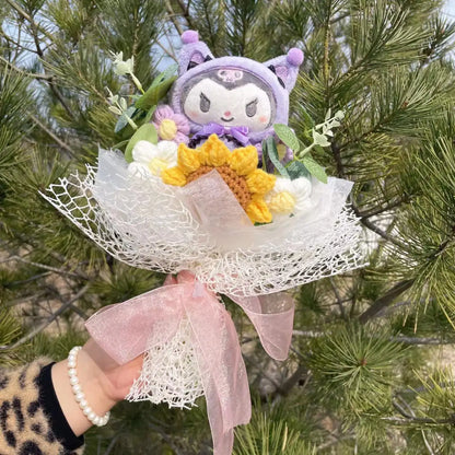 Sanrio Kuromi Plush with Beautiful Lace Wrap and Blooming Flower