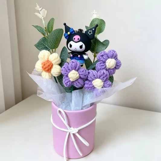 Sanrio Kuromi Plush Bouquet with Floral Arrangement | Hug Bucket Edition