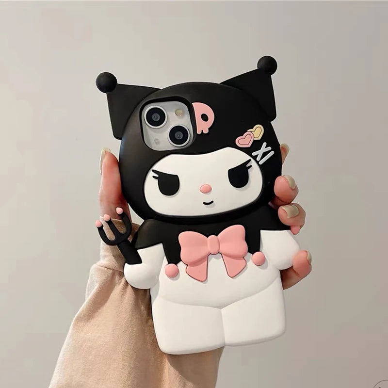 Soft Silicone Kawaii Dark Kuromi Style 3D Phone Case