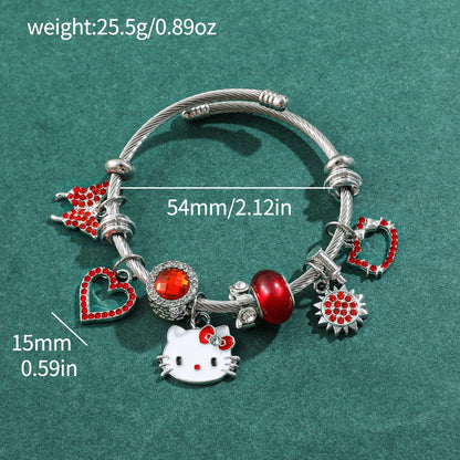 Hello Kitty Charms Bracelet with Red Stone and charms 