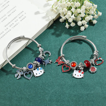 Bracelets featuring Hello Kitty Charms | Pendant embellished with Hollow Rhinestones, available in Red or Blue