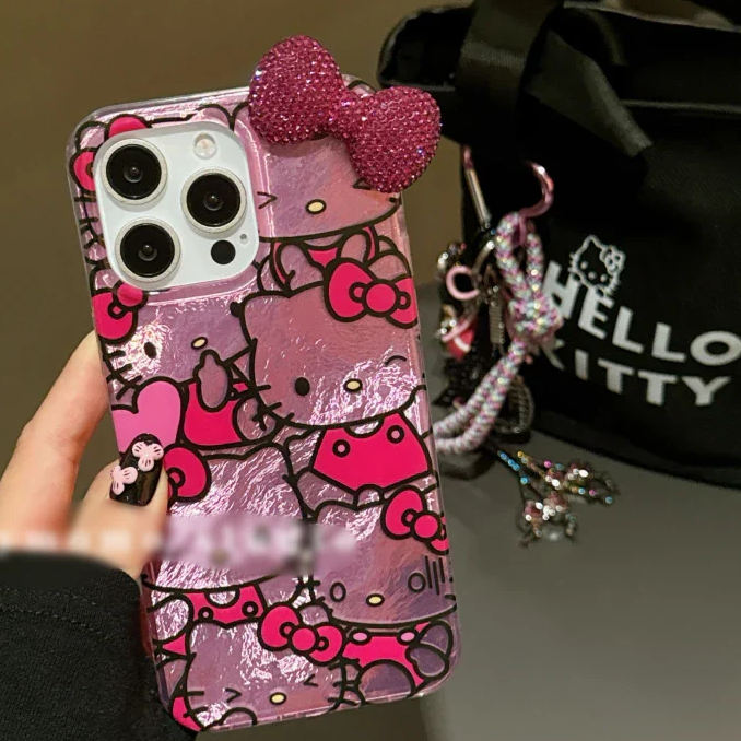 Hello Kitty iPhone Case – Sparkling Diamond Bowknot Design