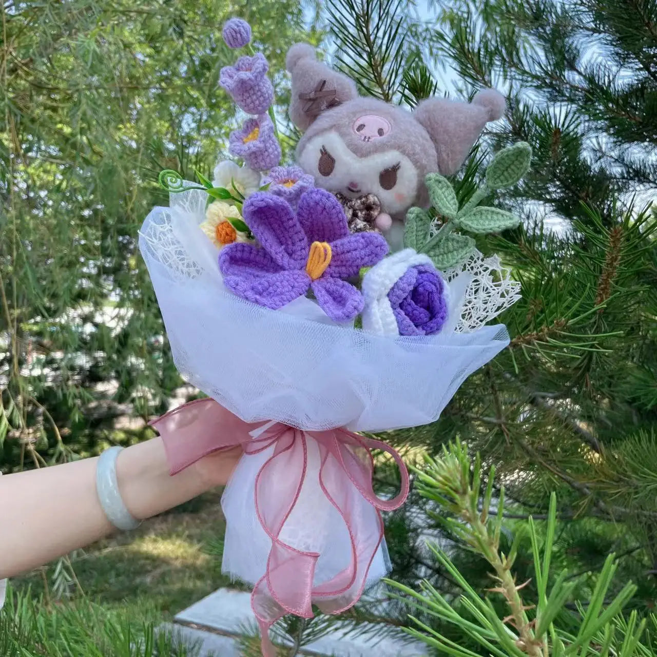 Sanrio Kuromi Plush Bouquet | Featuring Purple Crochet Flower