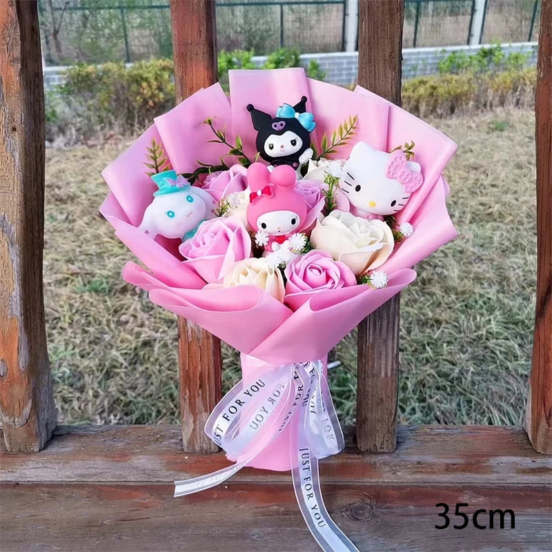 Sanrio Plush Bouquet with Rose Soap Flowers