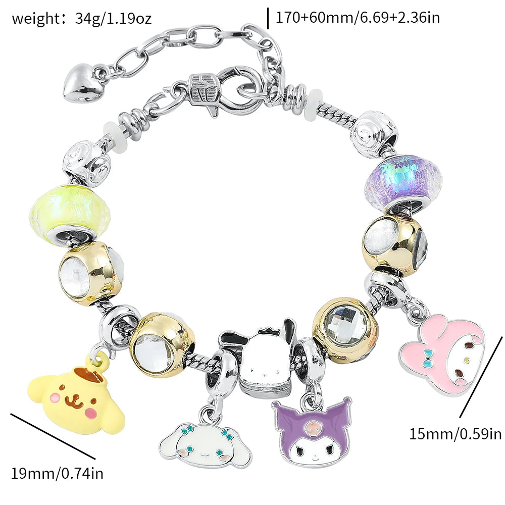 DIY Sanrio Beaded Bracelet with Cute Characters (My Melody, Kuromi, Cinnamoroll, Pochacco, Pompompurin)