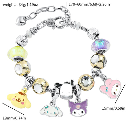 DIY Sanrio Beaded Bracelet with Cute Characters (My Melody, Kuromi, Cinnamoroll, Pochacco, Pompompurin)