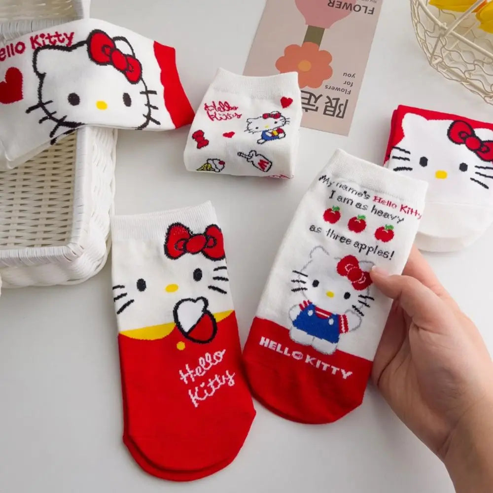 Sanrio Hello Kitty Cotton Socks for Women | Kawaii and Comfortable Korean Fashion