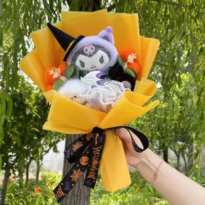 Sanrio Kuromi Plush Bouquet Featuring a Halloween Hat