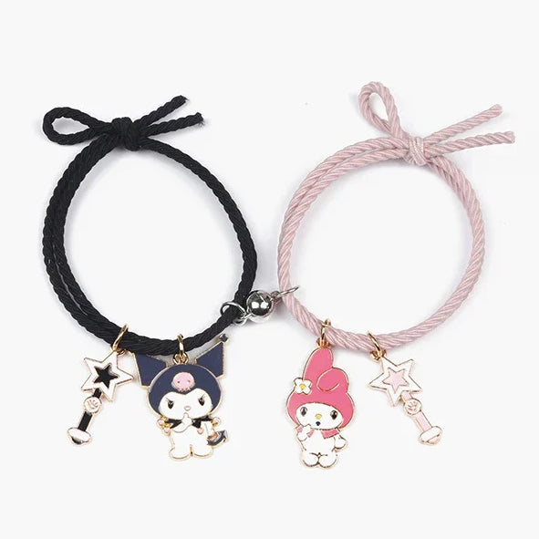 1 Pair Sanrio Kuromi & My Melody Magnetic Couple Bracelet | Friendship Rubber Band