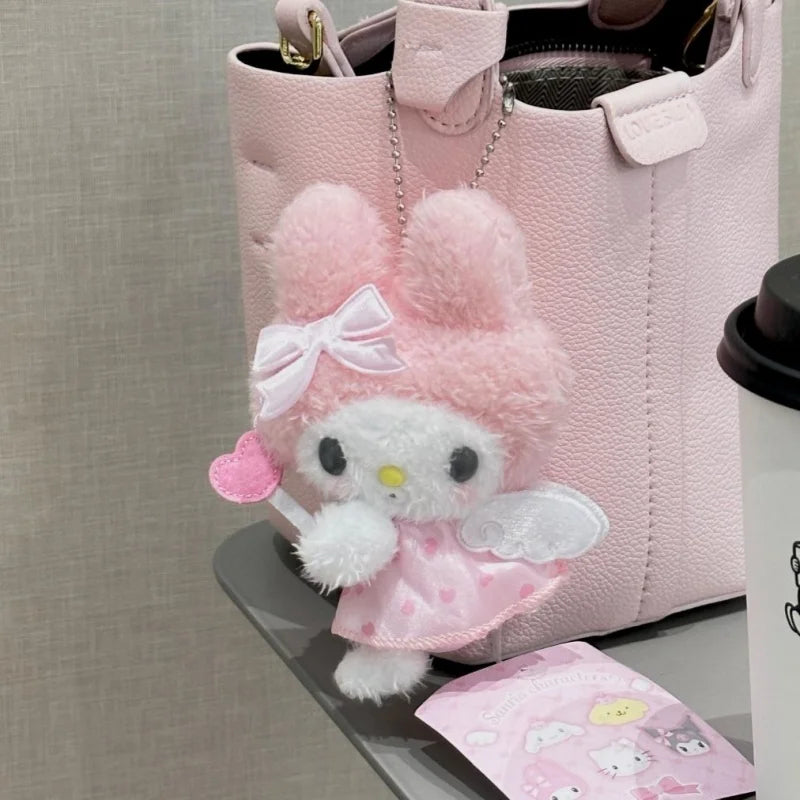 My Melody Angel Series Bag Keychain Cute Plush Doll with Girly Heart Charm