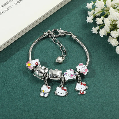 Hello Kitty Bracelet with Metal beads and charms