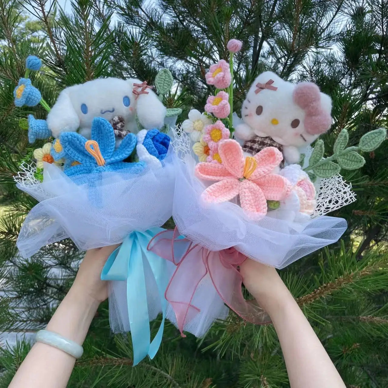 Kuromi Plush Bouquet by Sanrio | Purple Crochet Flower Included