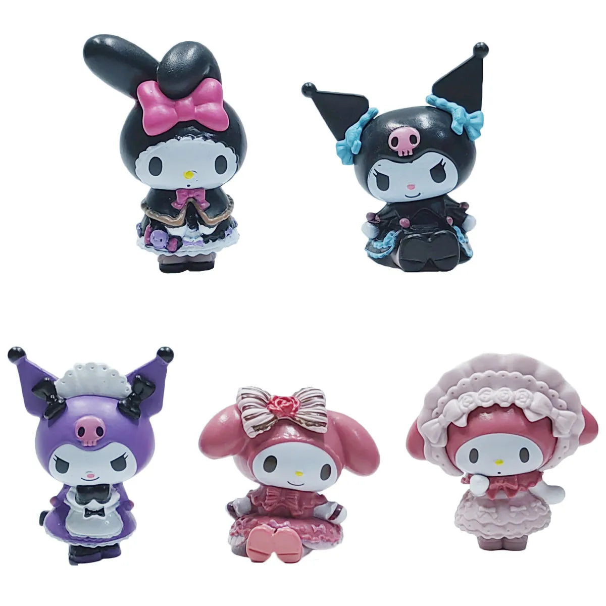 5Pcs Set Sanrio Toy Figure 3-4cm Kuromi, Melody, Hello Kitty