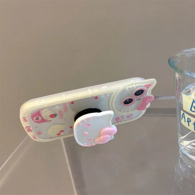 Transparant Hello Kitty Stand Phone Cases