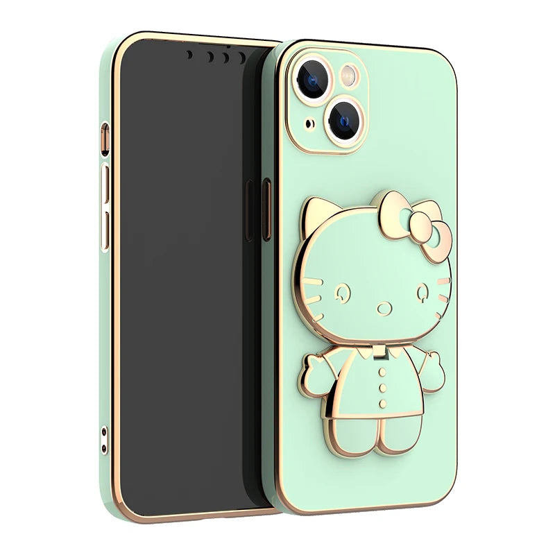 Green Hello Kitty Mirror and Bracket Holder Phone case 