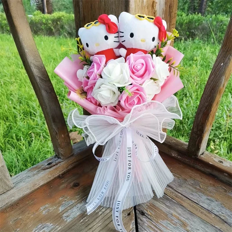 Hello Kitty Sunglasses Flower Bouquet | Delightful Pink and White Floral Design