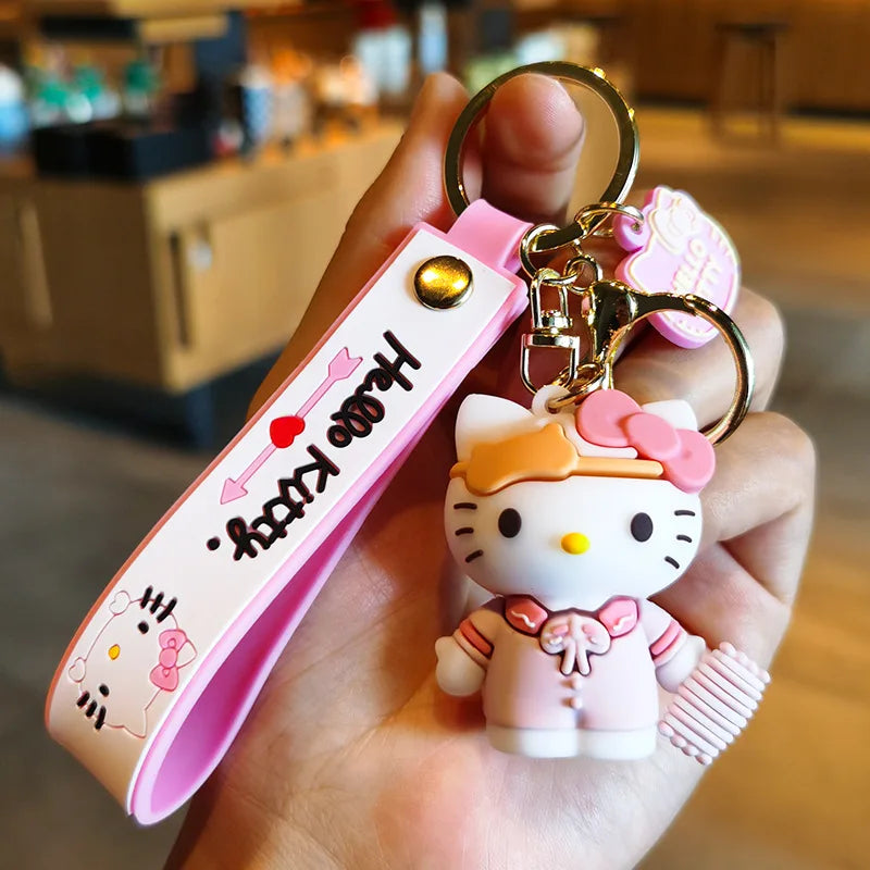 3D Hello Kitty Keychain with pink Dress