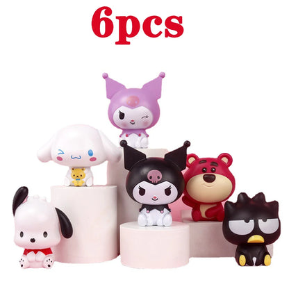 Kawaii Sanrio Figures Toy Set Pochacco, Kuromi, Cinnamoroll, Strawberry Bear, and Badtz-Maru!