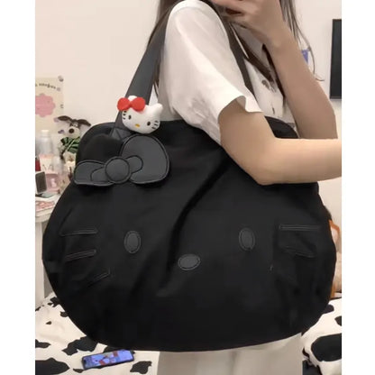 Sanrio Black Hello Kitty One Shoulder Crossbody Bag | Large Capacity Tote Bag