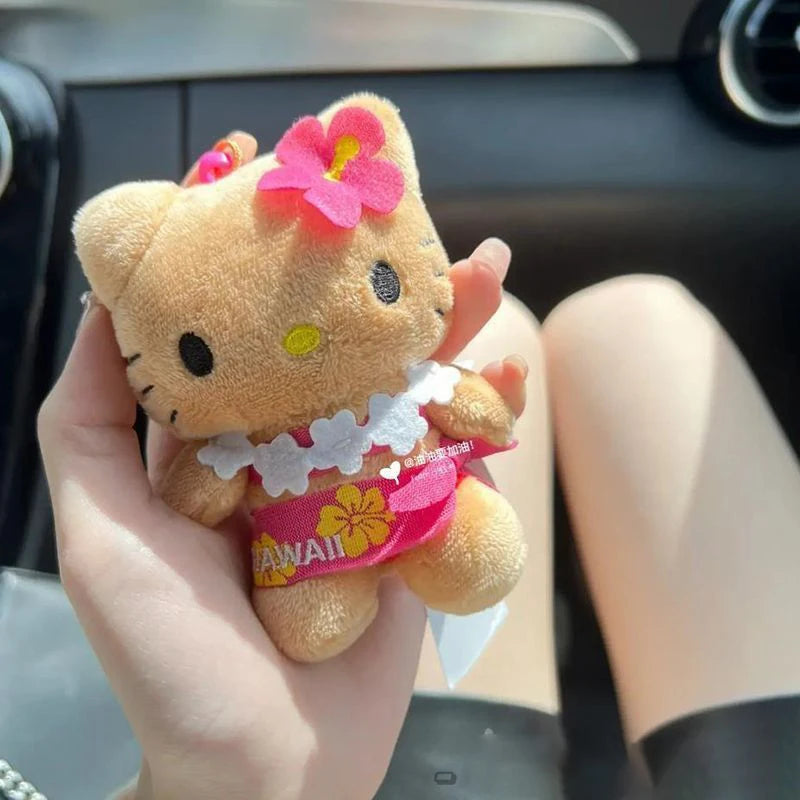 Sanrio Hello Kitty Keychain Plush Doll | Hawaii Vacation with Flower Skirt