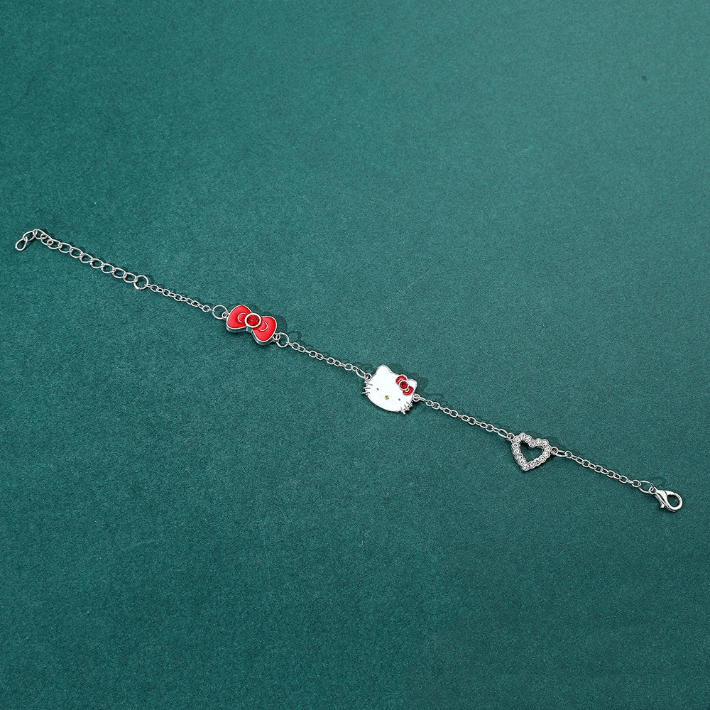 Sanrio Hello Kitty & Heart & Bow-knot Charm Bracelet