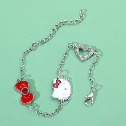 Sanrio Hello Kitty Bracelet Featuring Heart and Bow-Knot Charms