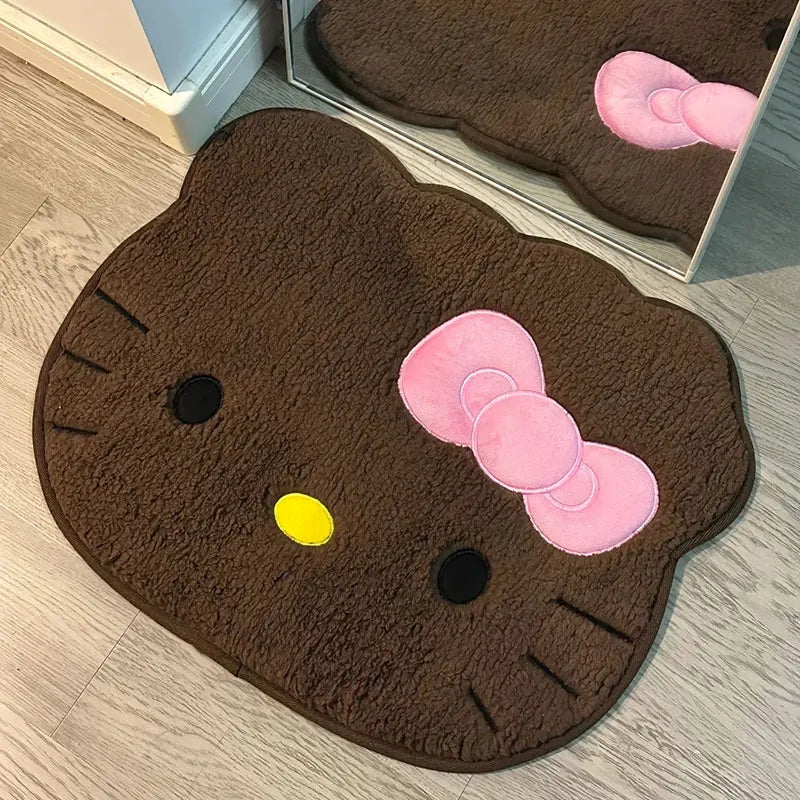 Adorable Brown Hello Kitty Floor Mat | Absorbent and Non-Slip Doormat