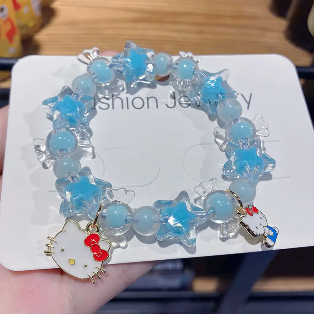 Blue Star and Candy Beads Bracelet with Hello Kitty Charms by Sanrio