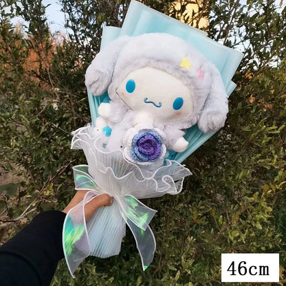 Sanrio Cinnamoroll Plush Bouquet Wrapped in Elegant Mesh Lace