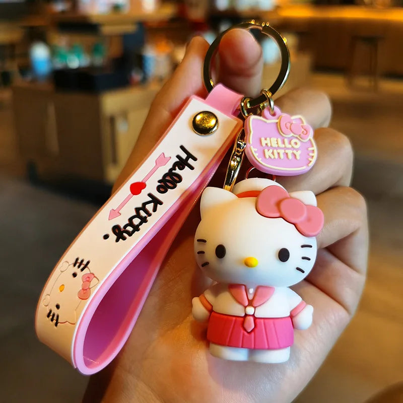 3D Hello Kitty Keychain with pink uniform