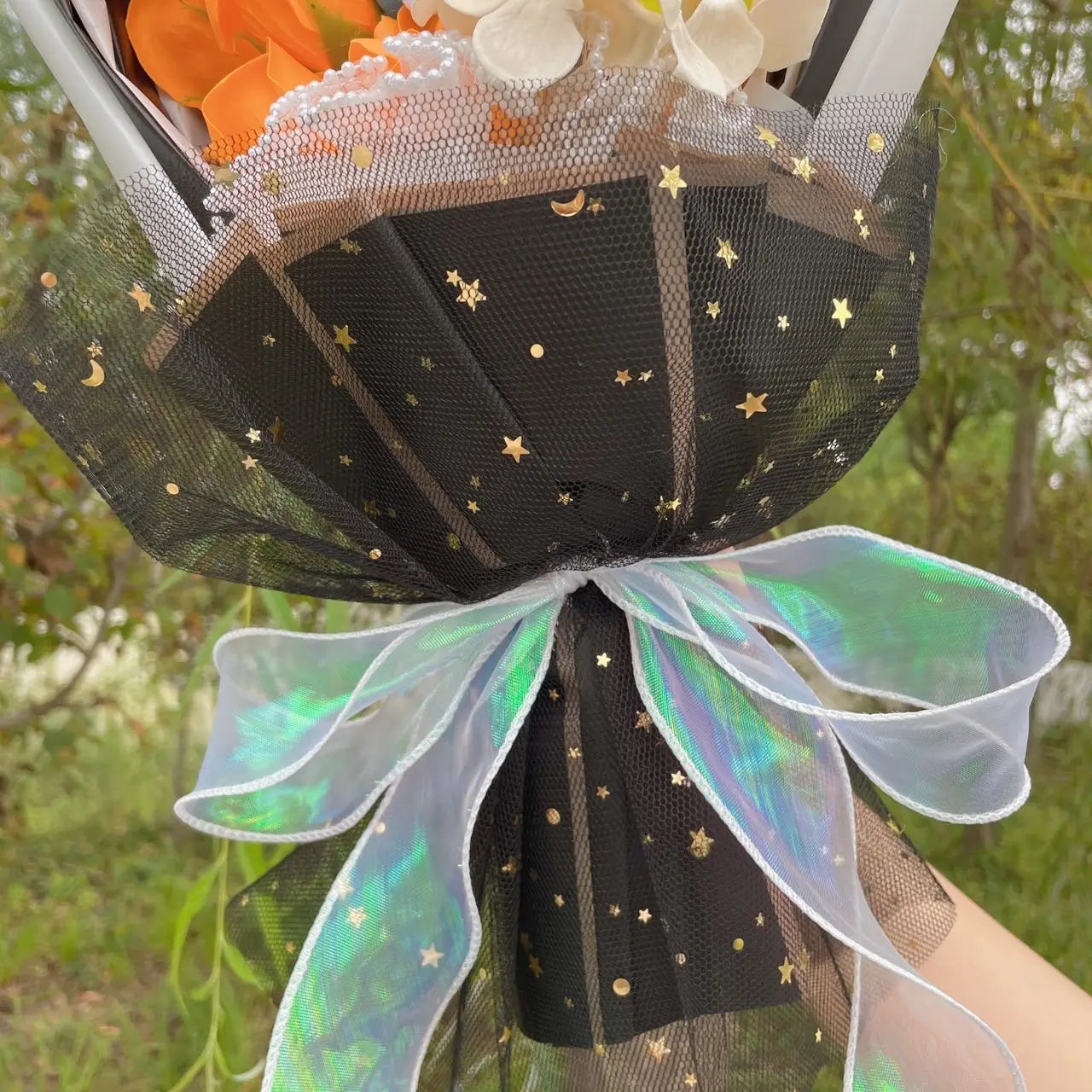 Enchanting Sanrio Plush Bouquet Featuring Bold Orange Roses for Halloween (Hello Kitty, Kuromi, Cinnamoroll)