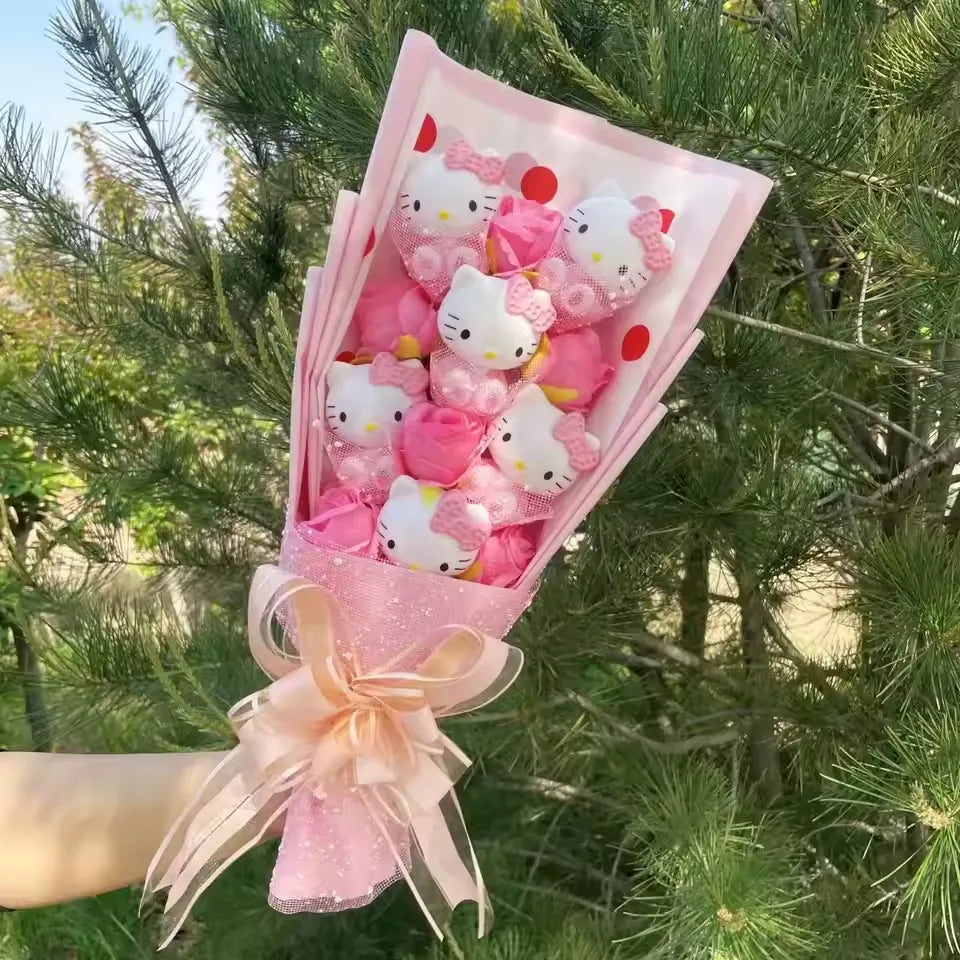Tall Hello Kitty Plush Bouquet with Rose Soap Flowers 45cm