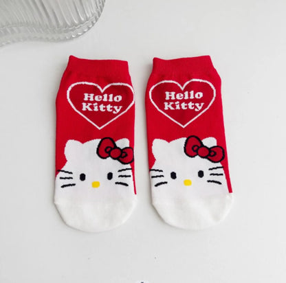 Kawaii Hello Kitty Cotton Red Socks 