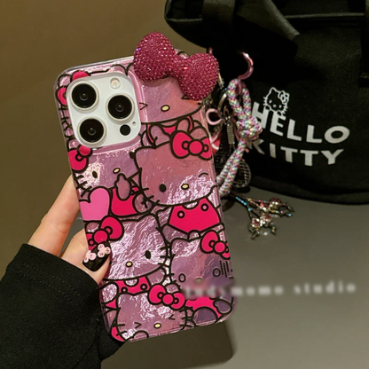 Hello Kitty iPhone Case – Sparkling Diamond Bowknot Design