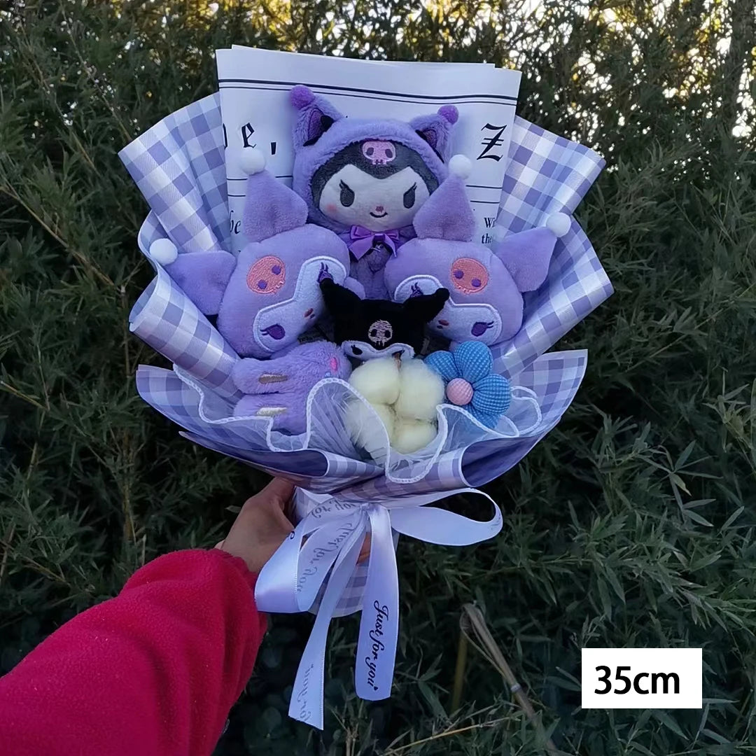 Sanrio Kuromi Plush Bouquet | Kawaii Kuromi Plush Bouquet with Flower