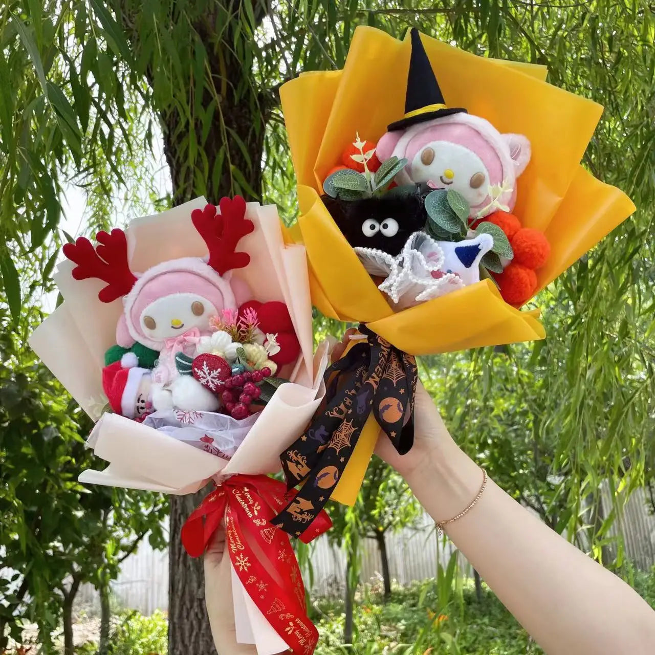 My Melody Plush Bouquet by Sanrio with Spooky Halloween Hat