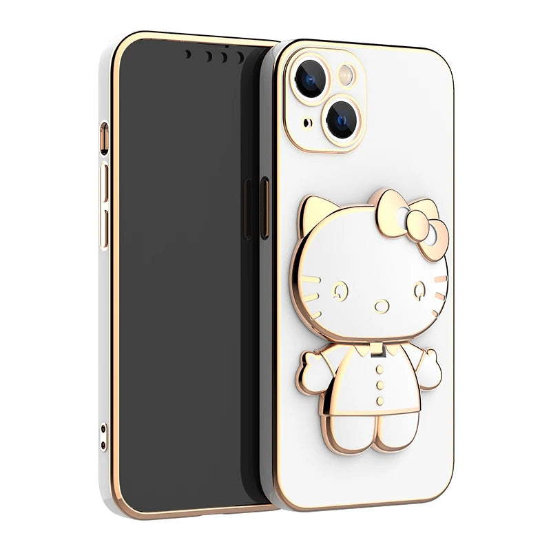 white Hello Kitty Mirror and Bracket Holder Phone case 