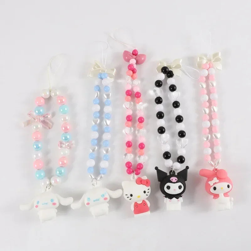 Sanrio Character Beaded Phone Charm and Phone Case Chain