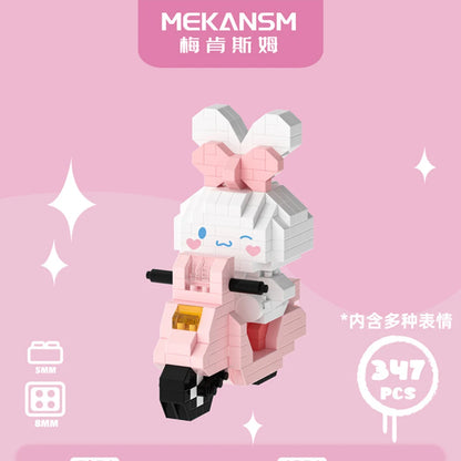 Sanrio Cinnamoroll in Pink Nano Building Block | 3D Model Assembled Motorcycle Series