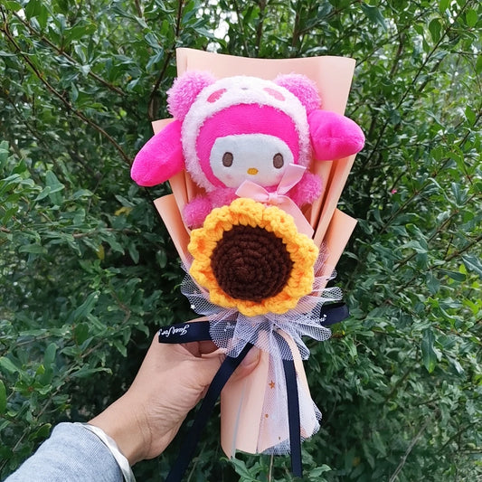 Sanrio My Melody Plush Bouquet with Crochet Sunflower