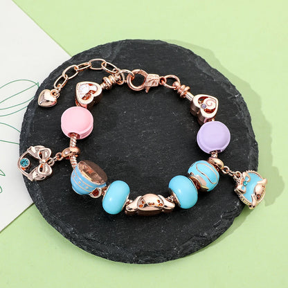 Kawaii Cinnamorroll Charm Bracelet with Enamel Beads