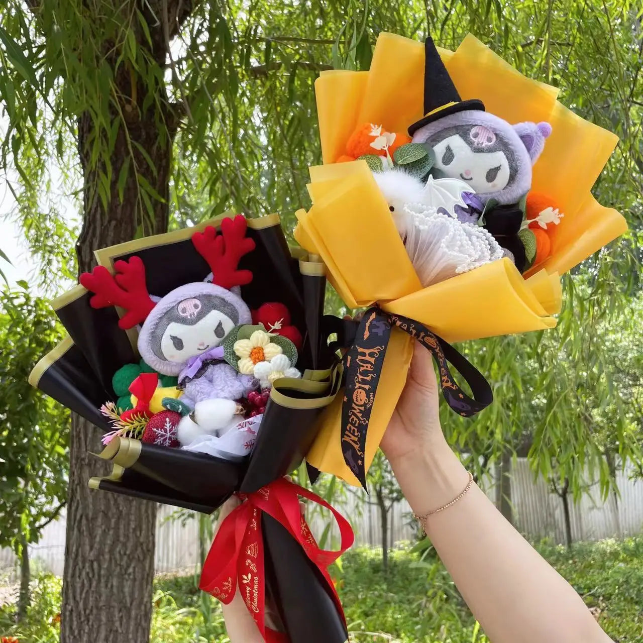 Plush Bouquet Featuring Kuromi in Cheerful Reindeer Antlers