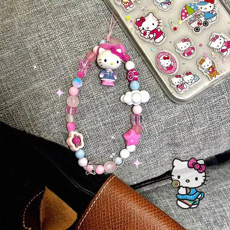 Hello Kitty Colourful Beaded Phone Charm | Sanrio Phone Chain