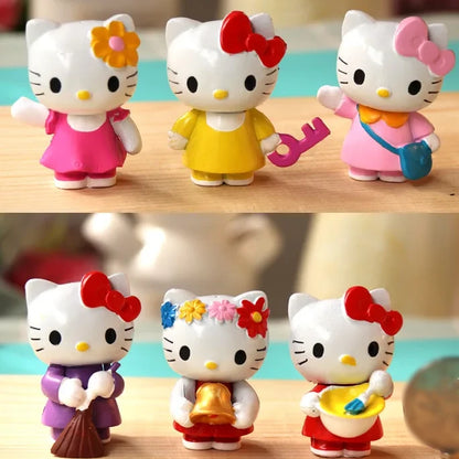 Sanrio Hello Kitty Figure Toy | 6pcs Set Figurine Flowery