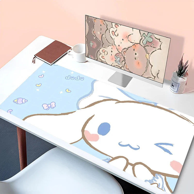 Cool Blue Cinnamoroll Desk Pad | Kawaii Mouse & Keyboard Cover