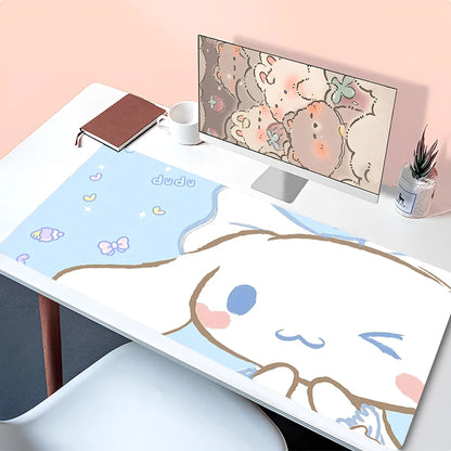 Cool Blue Cinnamoroll Desk Pad | Kawaii Mouse & Keyboard Cover