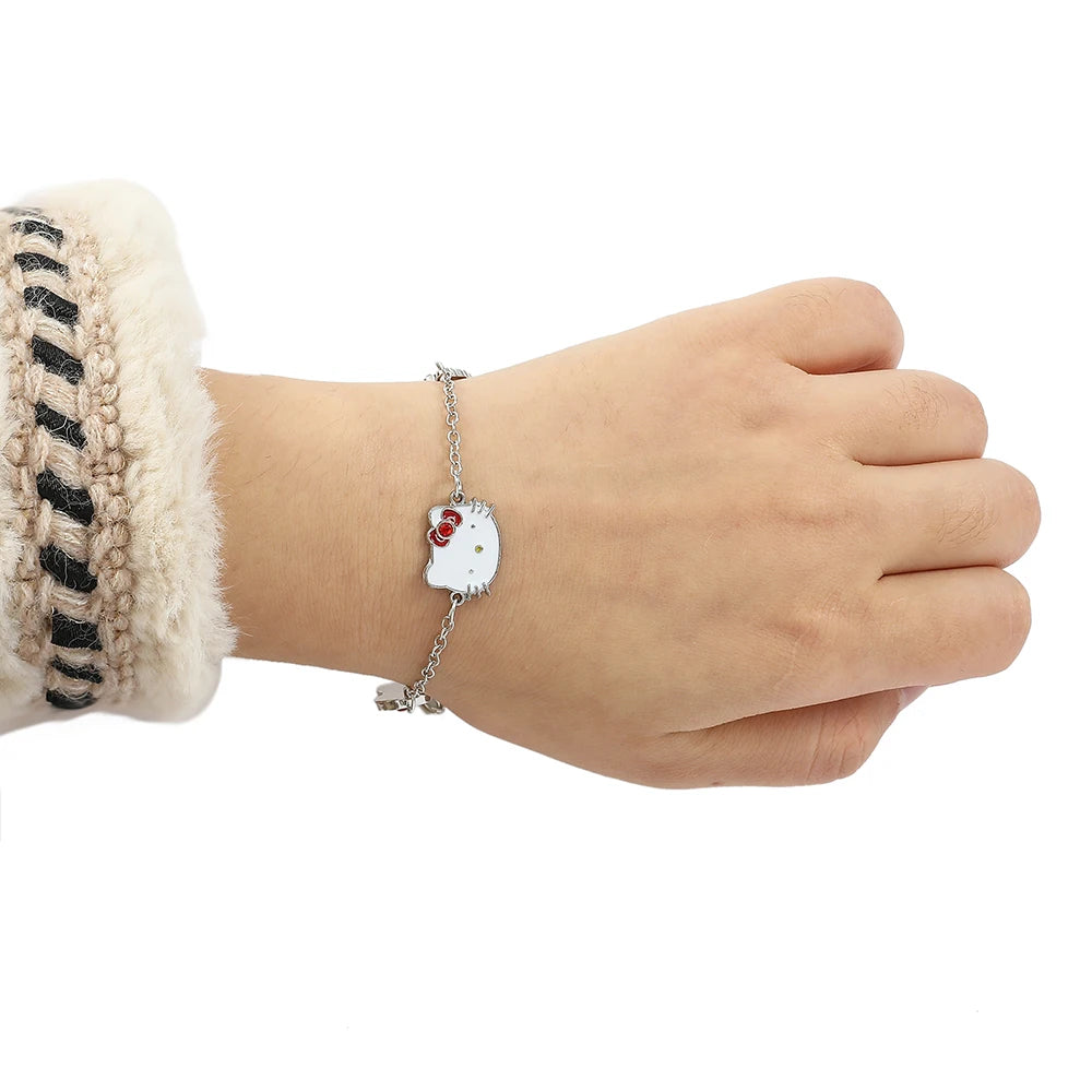 Sanrio Hello Kitty Bracelet Featuring Love and Bow-Knot Charms